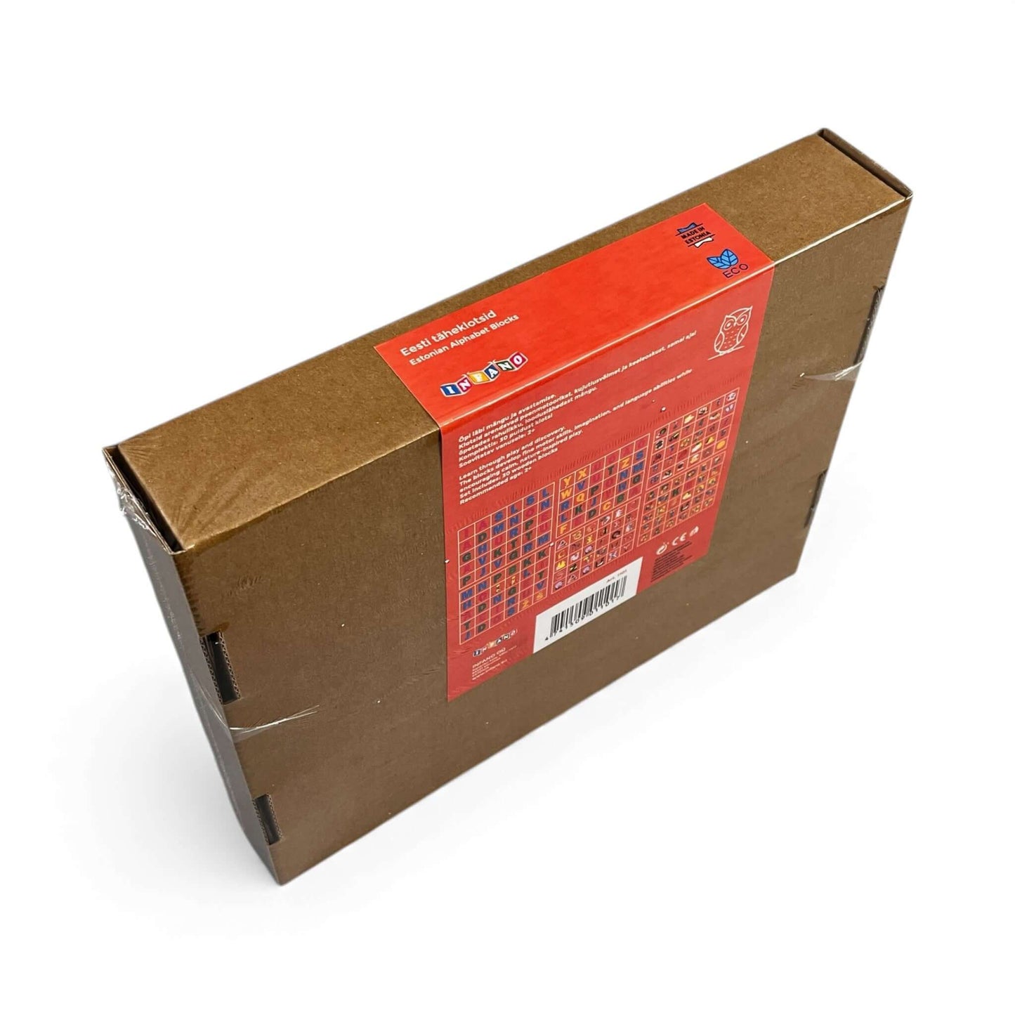 Wooden letter blocks - estonian alphabet - 30 pcs packaging showing teaching tool for children