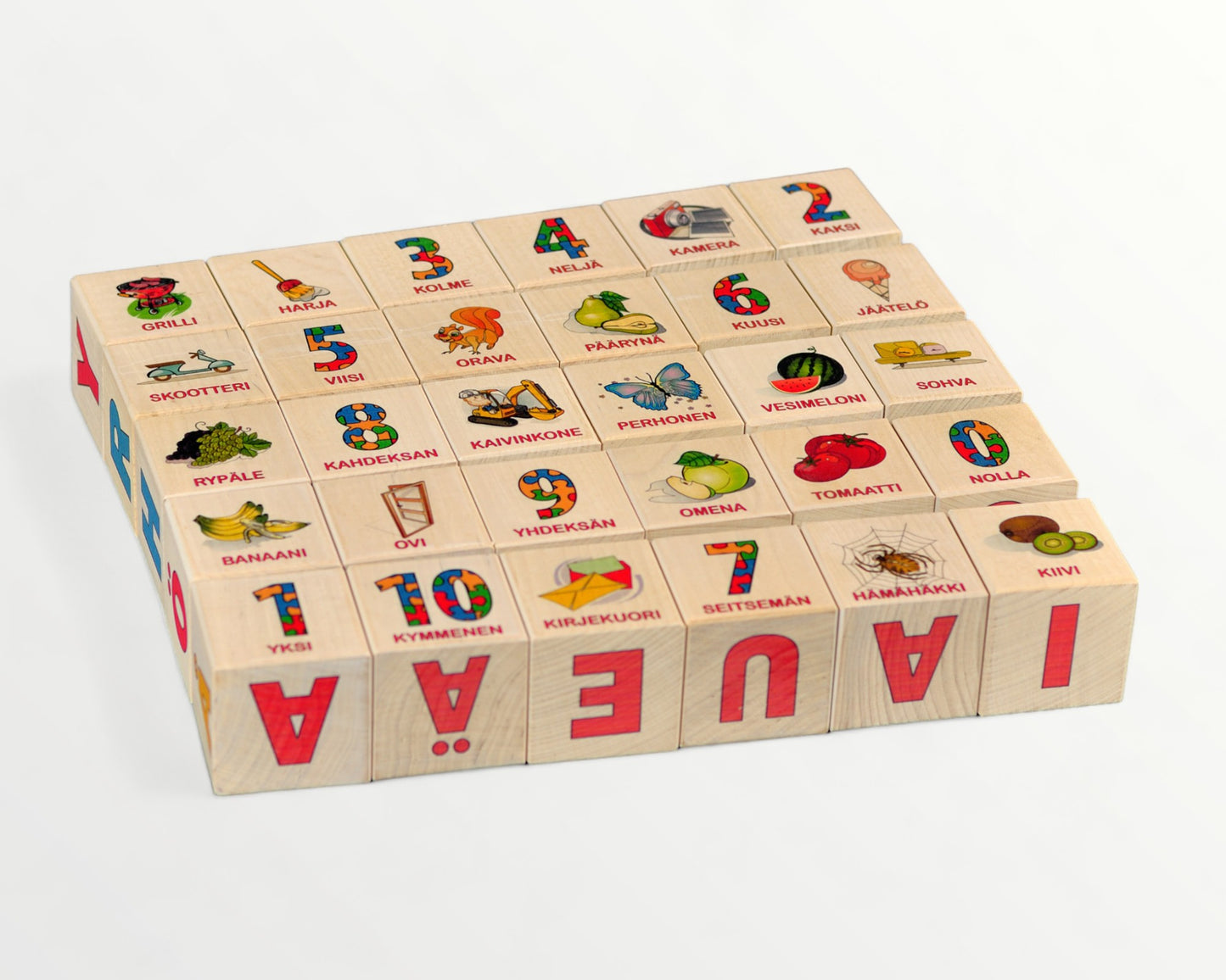 Wooden letter blocks - finnish alphabet - 30 pcs