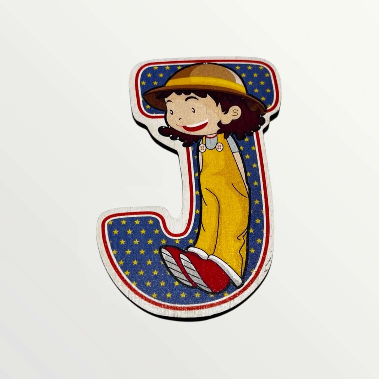 Wooden letter - Happy kids with cartoon character design, perfect for personalizing children's rooms.