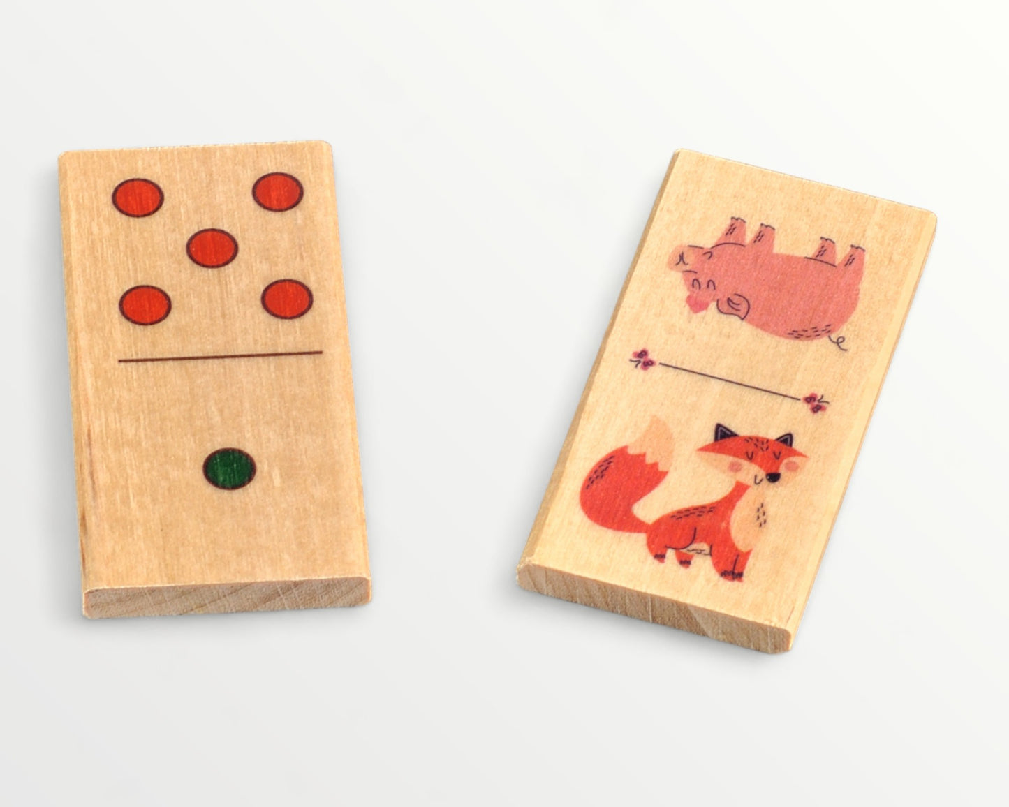 Деревянная игра - Домино - Животные и точки
