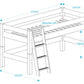 Лахе - Полувысокая кровать с наклонной лестницей - 90x200 см - Натуральный лак