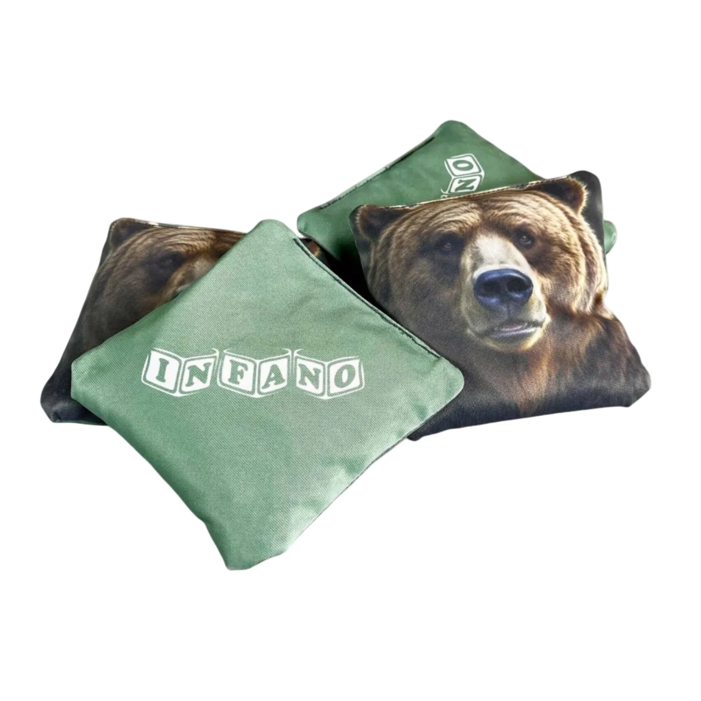 Cornhole Bags – Set of 4 featuring a bear design on durable throwing bags.