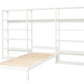 Storey - Shelf with 3 sections, 14 shelves and bed 90x200 cm - 100 cm - White