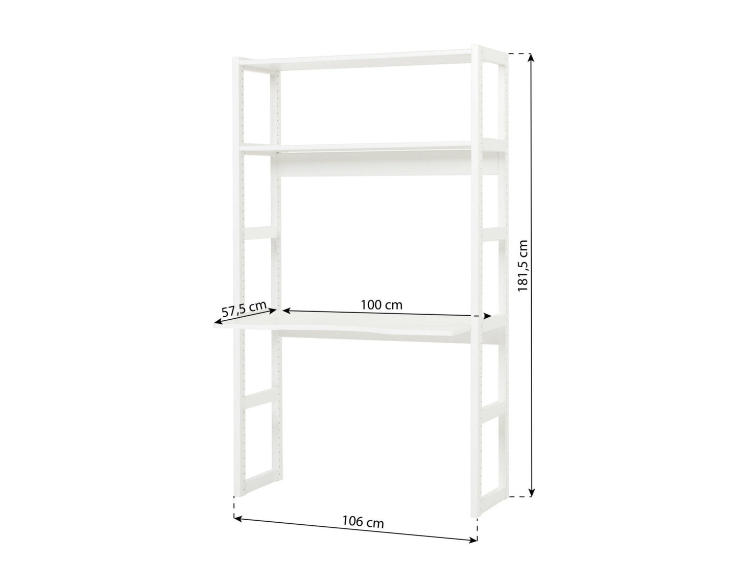 Storey - Shelf with 1 sections, 6 shelves and desktop - 100 cm - White