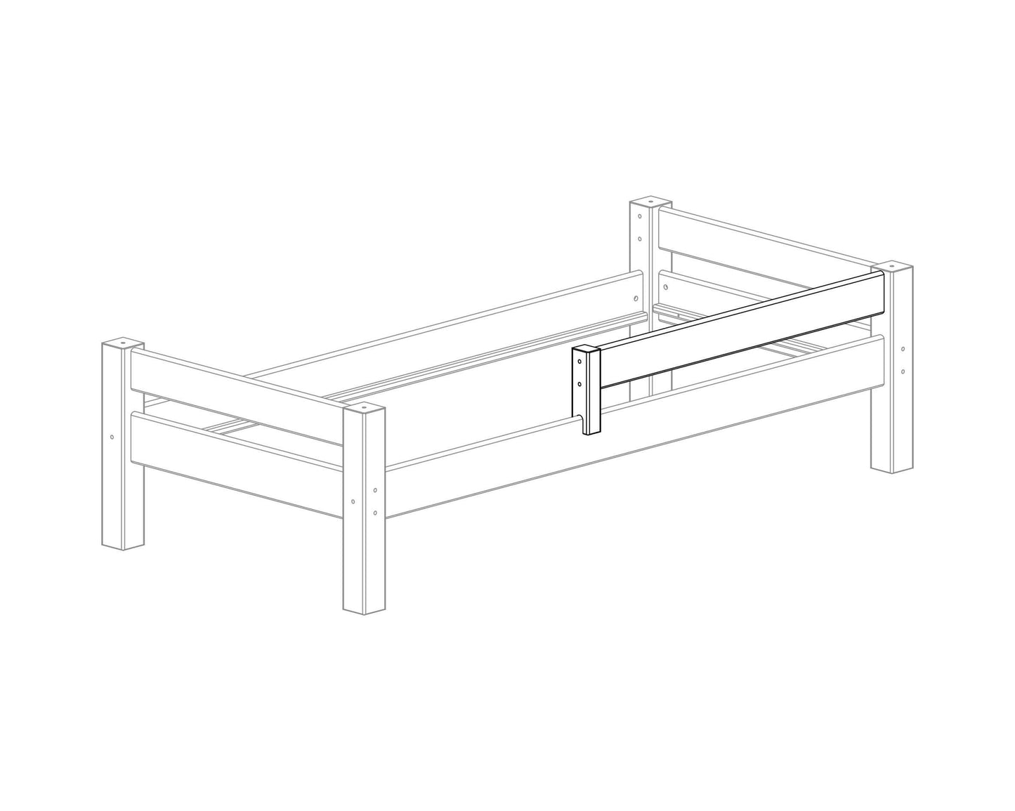 Lahe - Safety barrier 1/2 attached to a Lahe Series bed for enhanced safety and comfort.