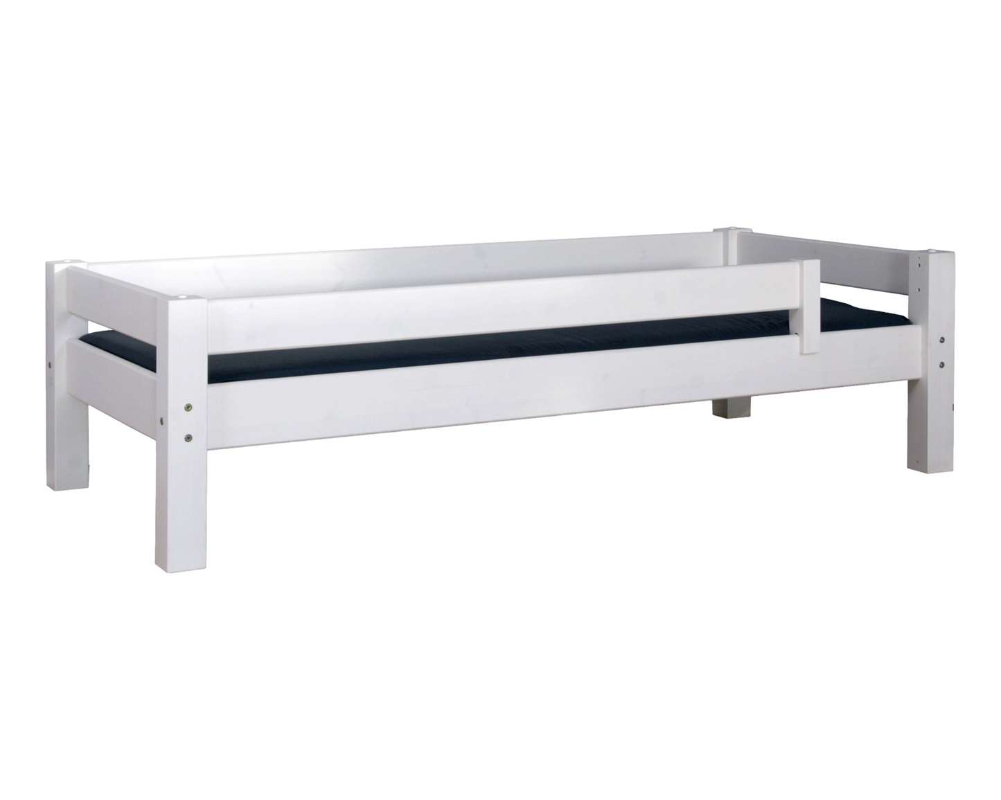 Lahe - Bed with backrest and safety barrier - 90x200 cm - White