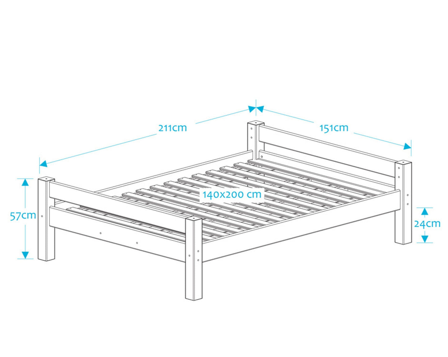 Lahe - Bed - 140x200 cm - White