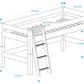 Lahe - Half high bed with slant ladder - 90x200 cm - White