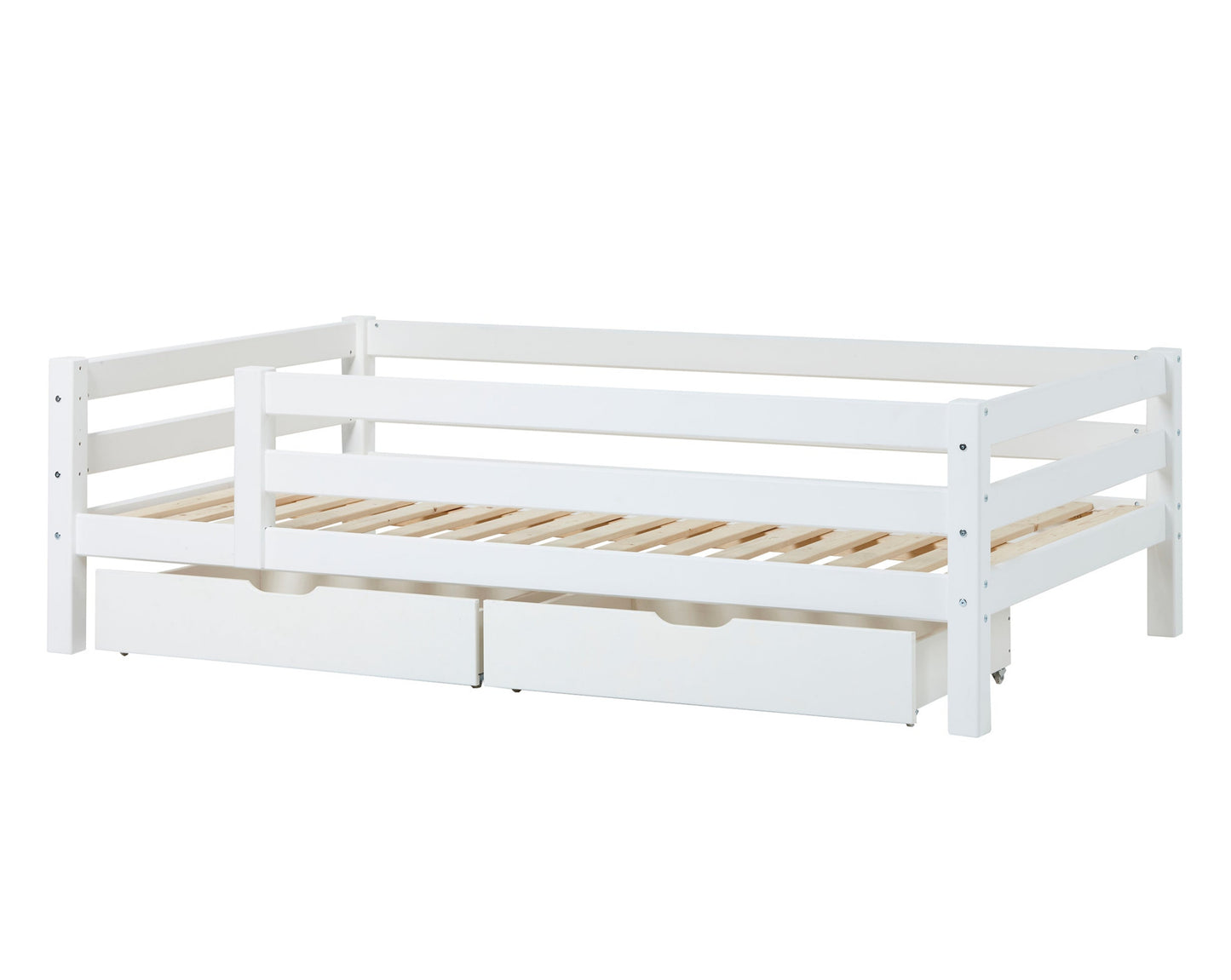ECO Luxury - Junior bed with safety rail 3/4 - 120x200 cm - white