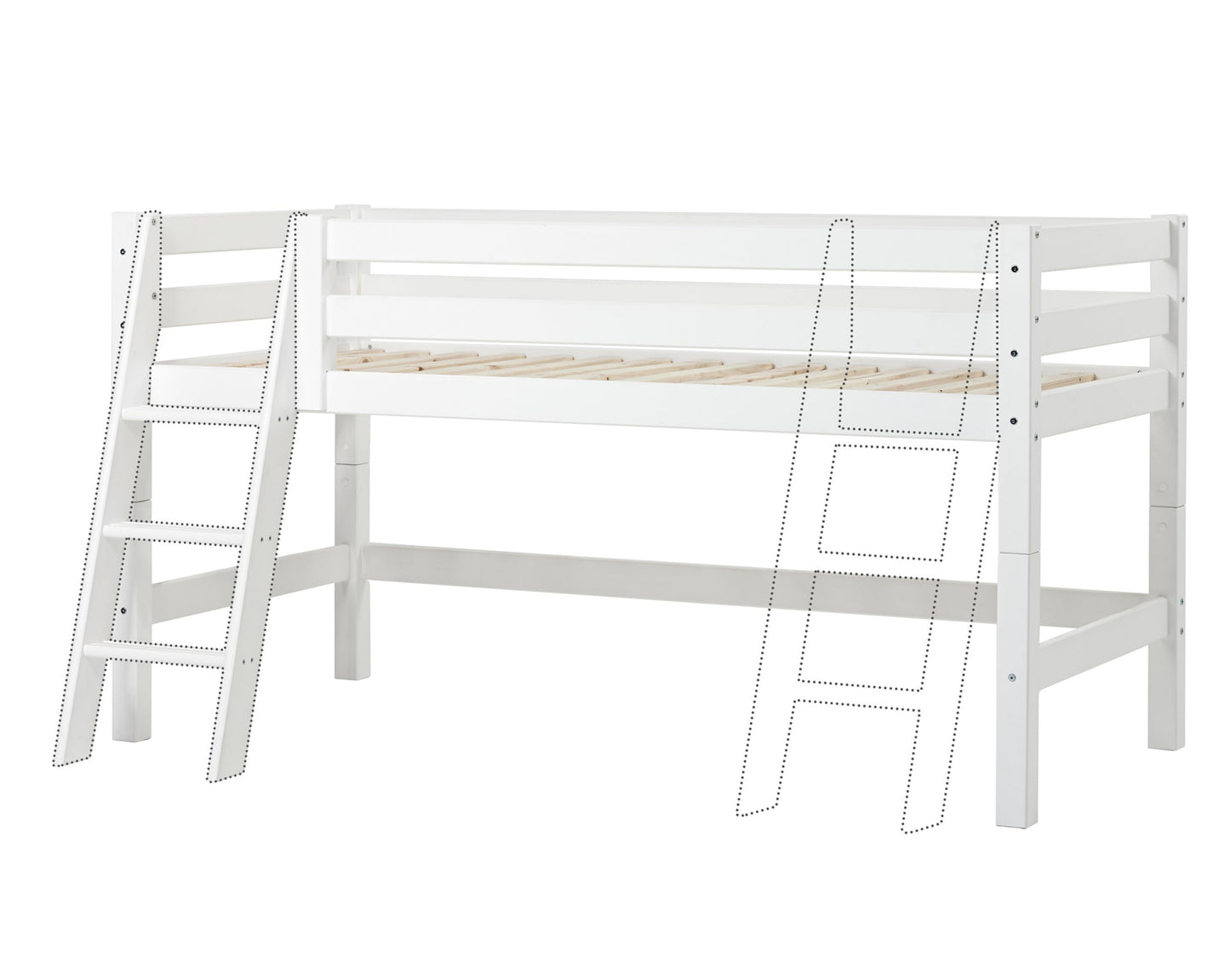 ECO Luxury - Half high bed with slant ladder - 90x200 cm - white