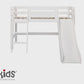 ECO Luxury - Half high bed with slide and slant ladder - 70x160cm - white