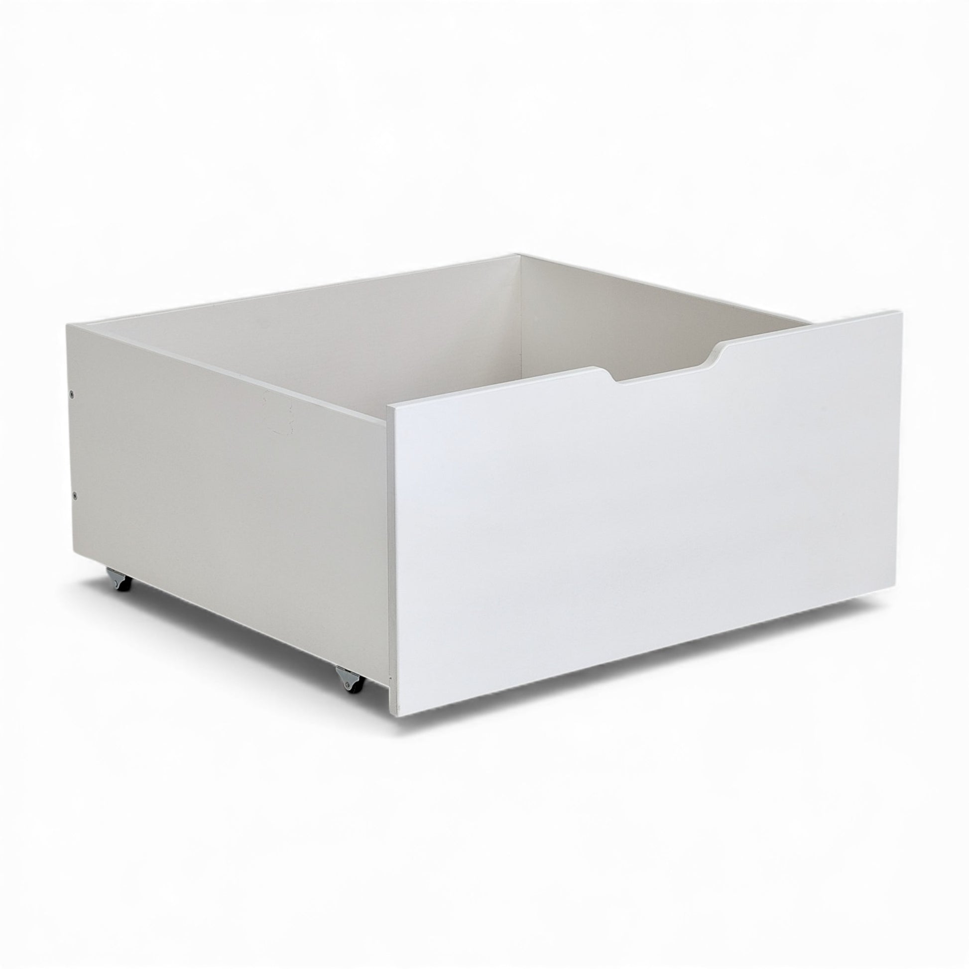Jerwen - Bed drawer - 75x70x35 cm, spacious white storage solution with hidden rubber-coated wheels.