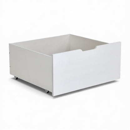 Jerwen - Bed drawer - 75x70x35 cm, spacious white storage solution with hidden rubber-coated wheels.