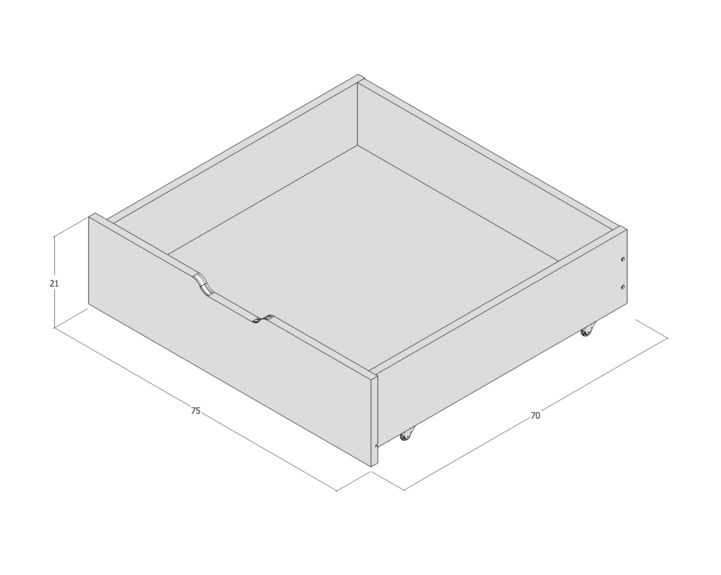 Jerwen - Sängyn vetolaatikko - 75x70x21 cm