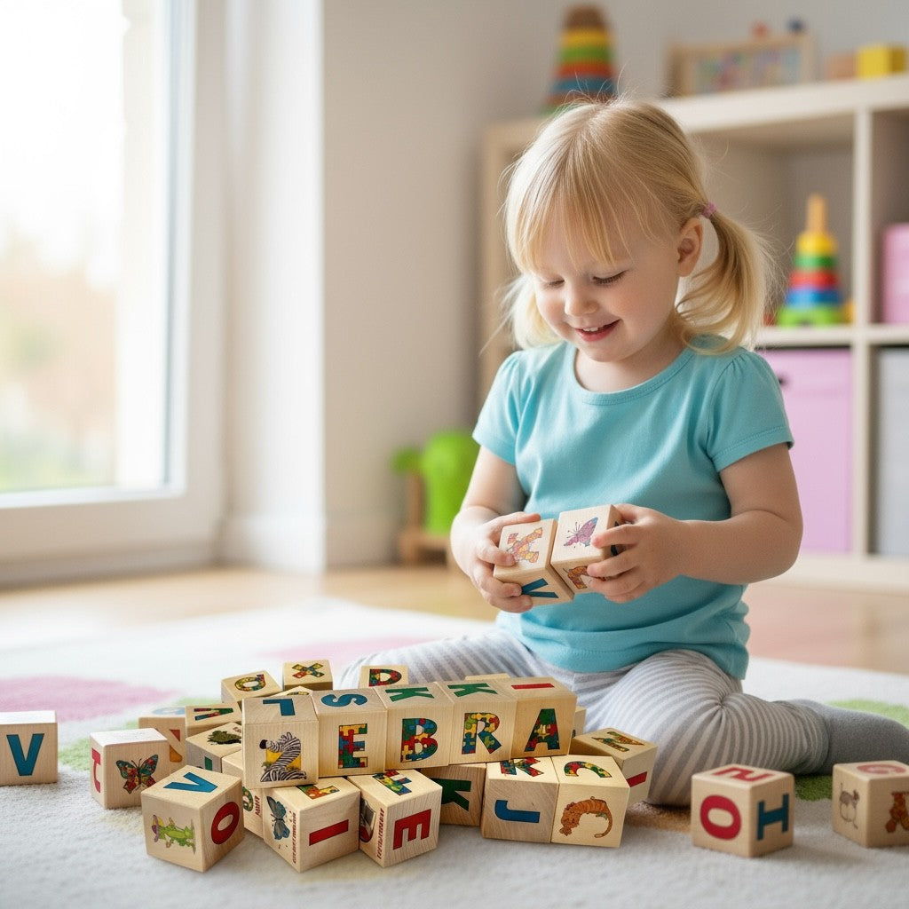 Wooden letter blocks - german alphabet - 30 pcs