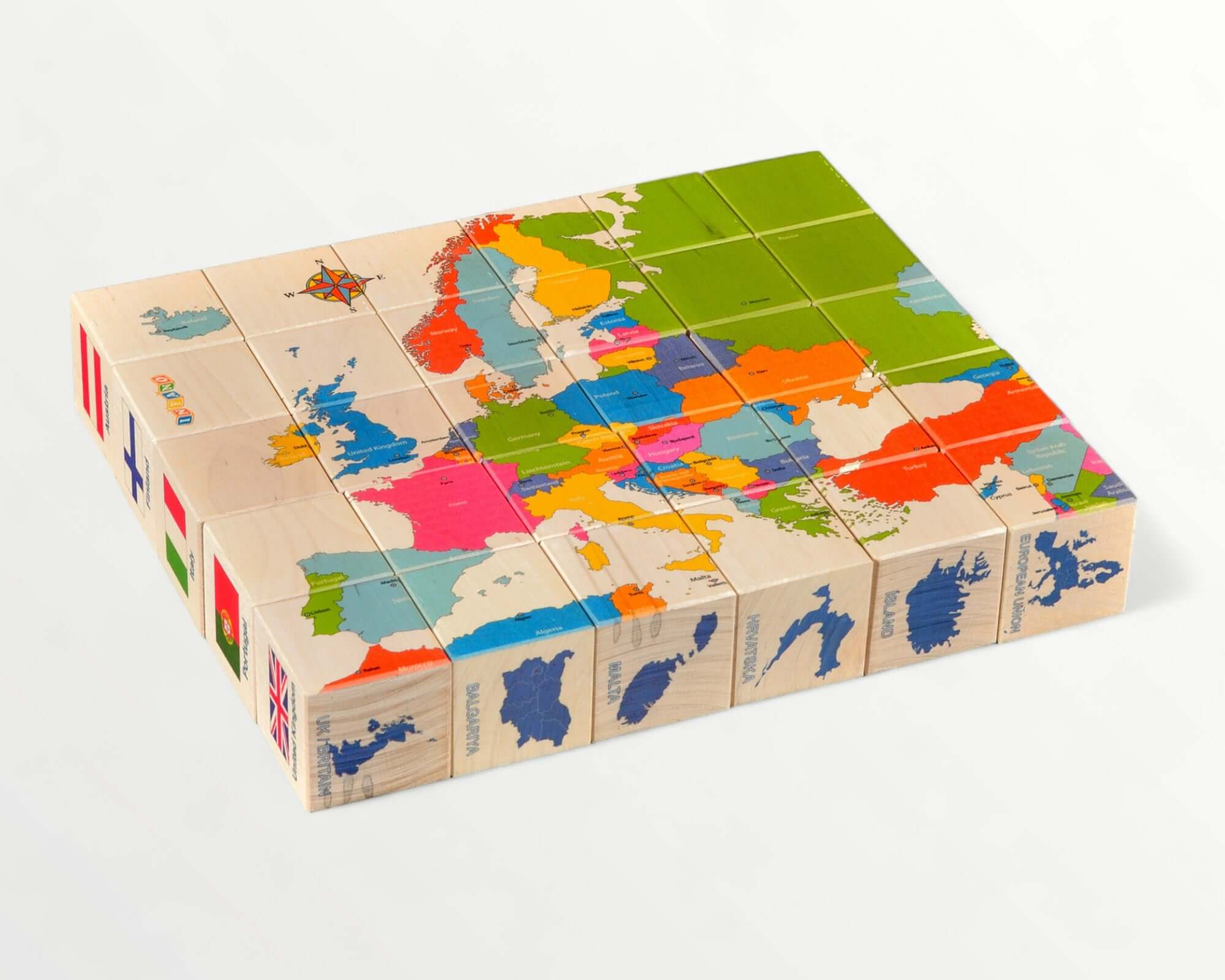 Wooden picture blocks - european countries - 30 pcs
