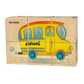 Wooden picture blocks - vehicles - 6 pcs. Featuring a colorful school bus design for kids.