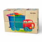 Wooden picture blocks - vehicles - 6 pcs showing a colorful truck loaded with gifts.