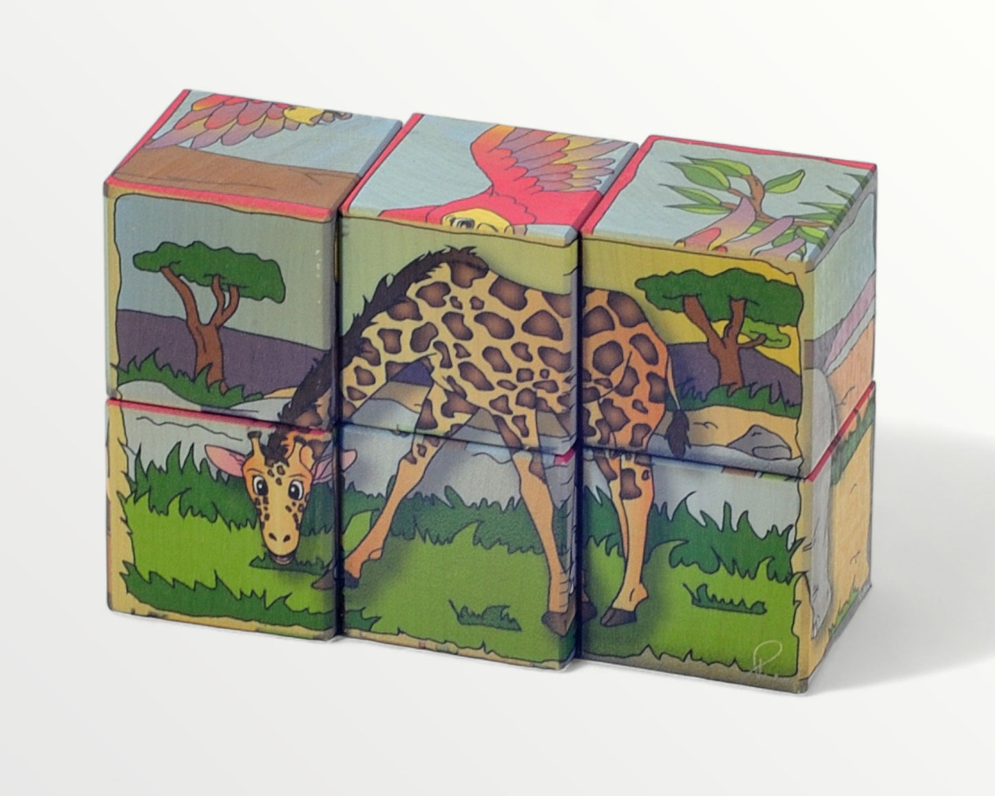 Кубики с картинками - животные сафари - 6 шт.
