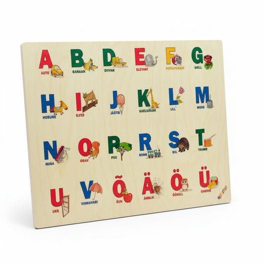 Wooden plaque - estonian alphabet
