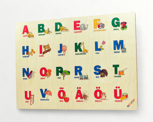 Wooden plaque - estonian alphabet