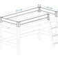 Diagram of a loft bed with dimensions labeled on a white background