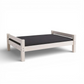 Lahe - Bed - 140x200 cm - White with black mattress, featuring sturdy natural wood construction.