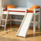 Lahe - Half high bed with slant ladder and slide - 90x200 cm - White