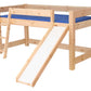 Lahe - Полувысокая кровать с наклонной лестницей и горкой - 90x200 см - Натуральный