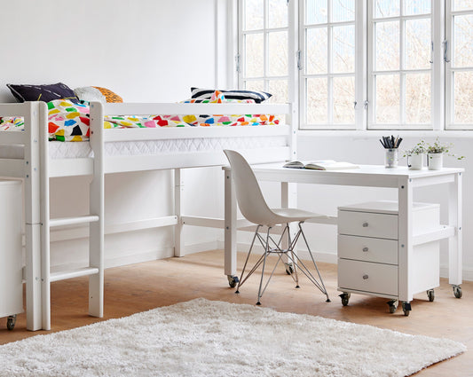 ECO Dream - Puolikorkea sänky työpöydällä ja laatikolla - 90x200cm - Valkoinen