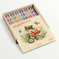 ABC-123 Wooden blocks - 36 pcs in a wooden storage box with colorful letters and a cute fox illustration.