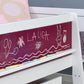 Jerwen - Compact-bed with blackboard, ladder and slide - 90x200 cm featuring colorful chalk drawings.