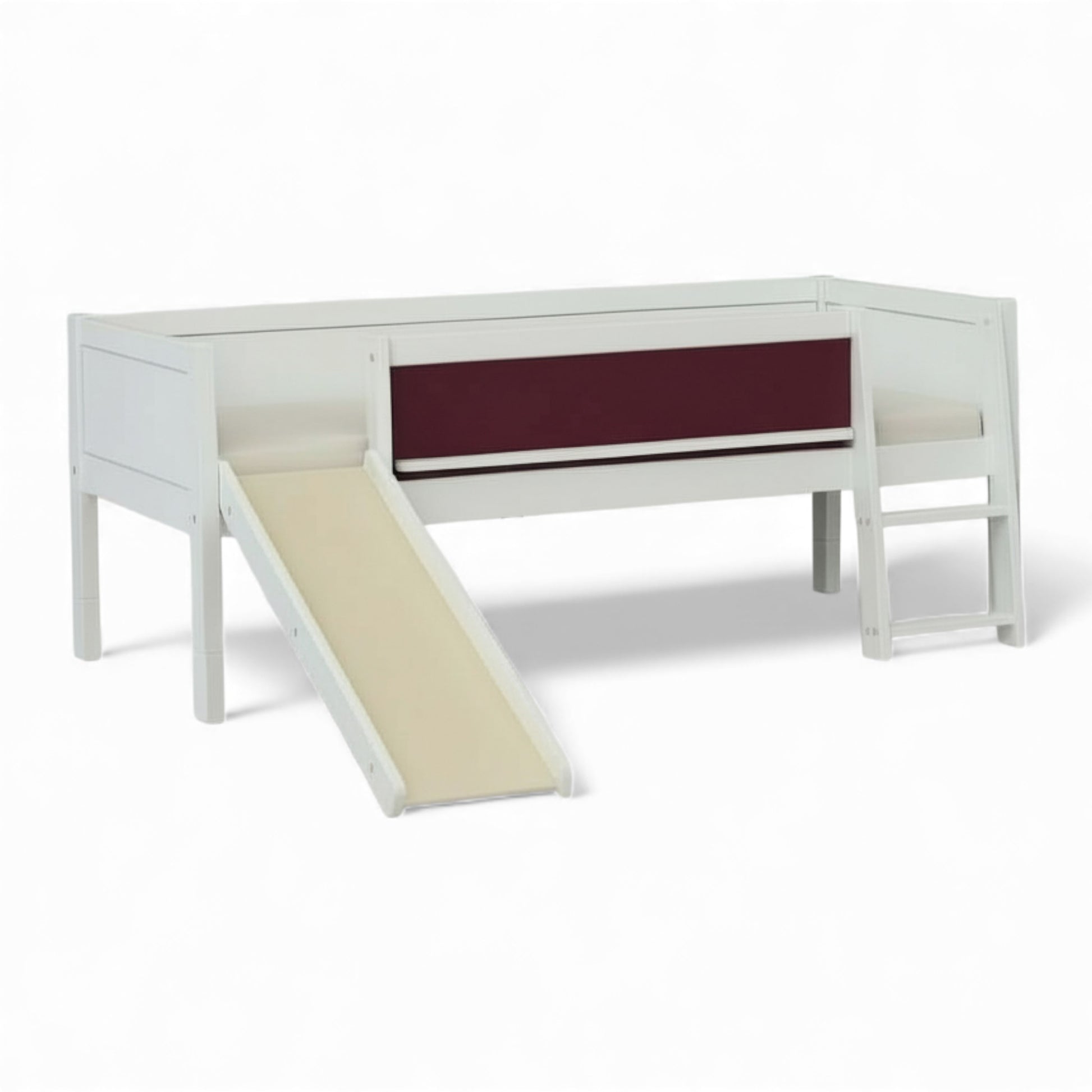 Jerwen - Compact-bed with blackboard, ladder and slide - 90x200 cm, featuring a slide and ladder.