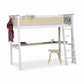 White loft bed with desk and ladder on a white background
