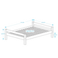 Lahe - Bed - 140x200 cm - White dimensions illustration with measurements.