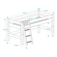 Lahe - Half high bed with slant ladder - 90x200 cm - Natural laquered dimensions and design illustration