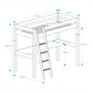 Lahe - High bed with slant ladder and table top - 90x200 cm - White