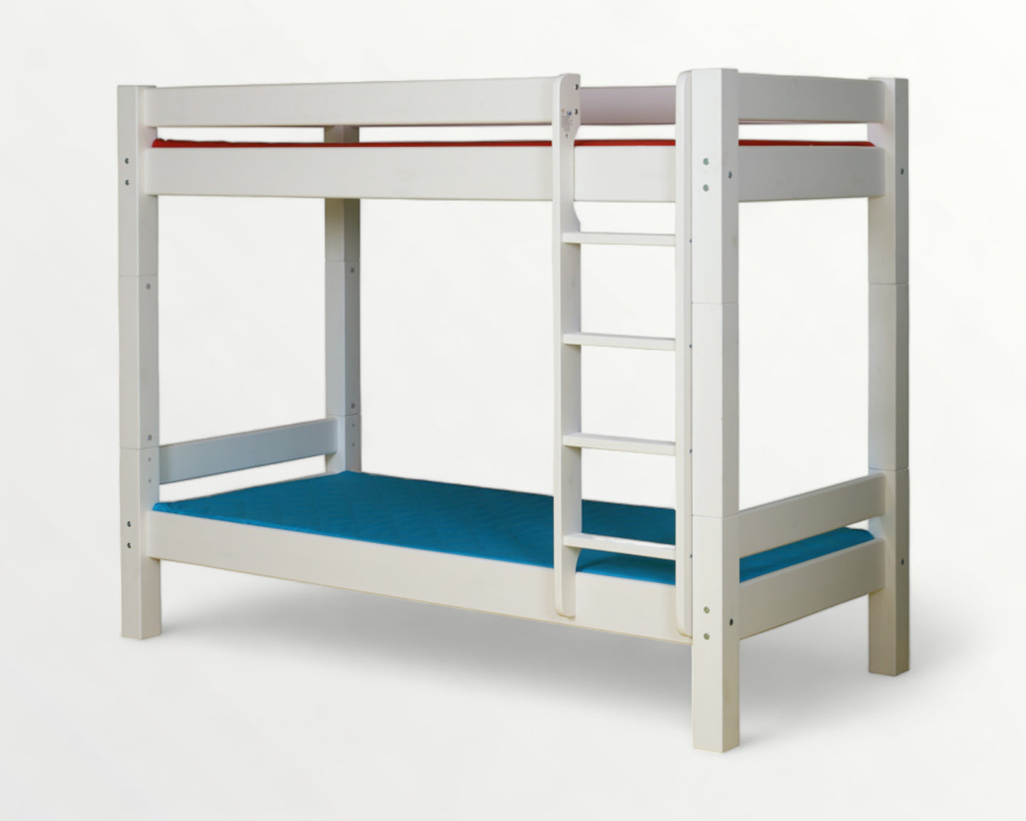 Lahe - Кровать двухъярусная с прямой лестницей - 90x200 см - Белый