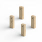 Four wooden blocks of different sizes on a white background