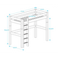 Lahe - Highbed with straight ladder - 90x200 cm - White dimensions illustration showing measurements.