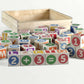 ABC-123 Wooden blocks - 36 pcs in a wooden box, featuring colorful letters, numbers, and fun illustrations.