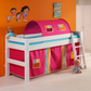 Lahe - Half high bed with slant ladder - 90x200 cm - White in a vibrant children's room setting.