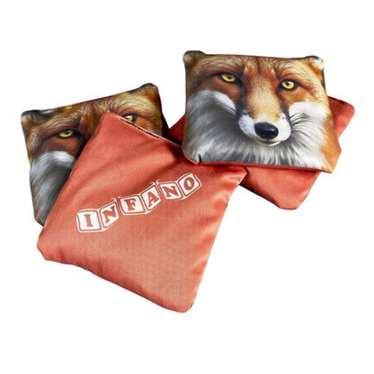 Cornhole Bags – Set of 4 featuring a fox design with vibrant colors and soft fabric.