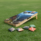 Cornhole Board - 120x60 cm on grass with colorful bags ready for play.