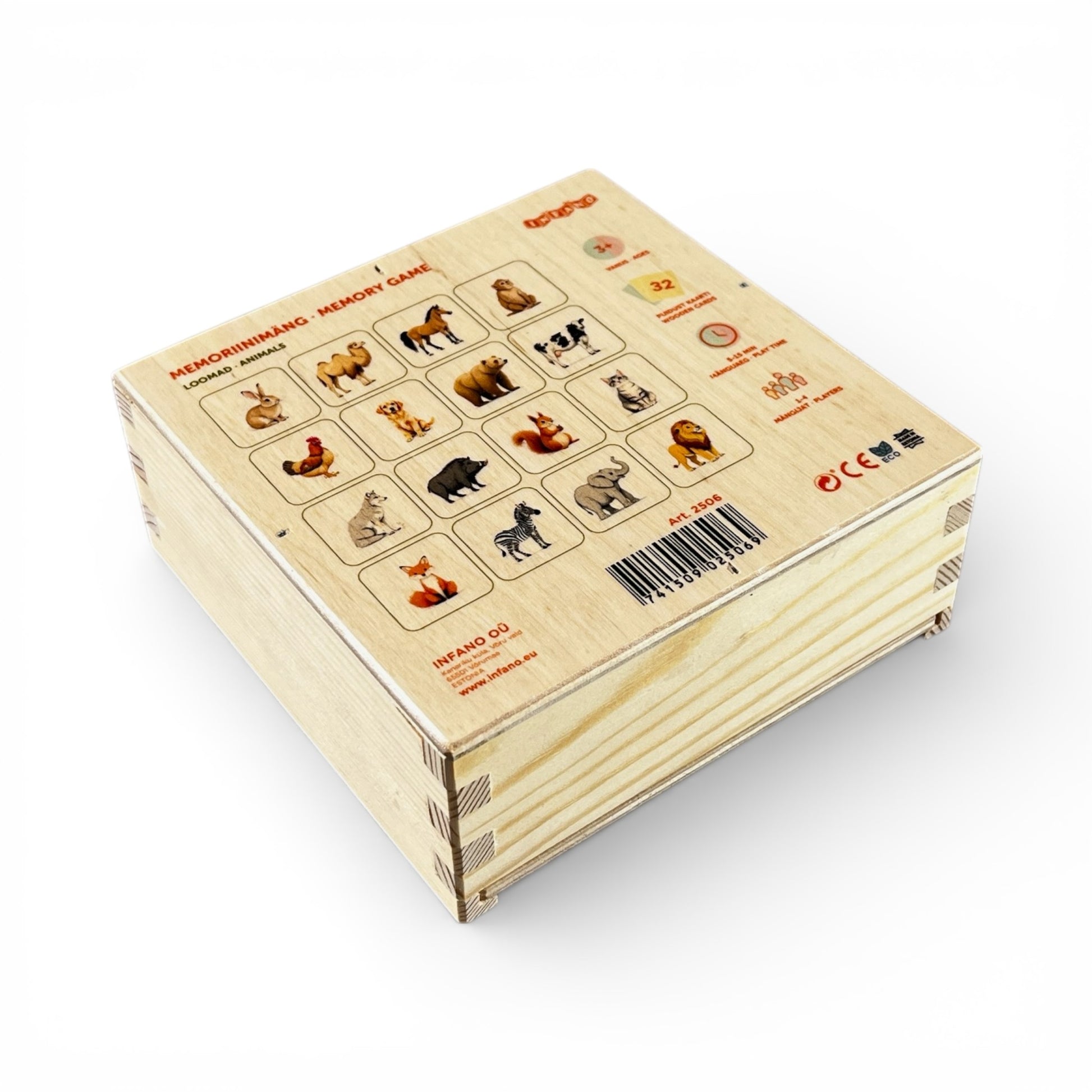 Memory game - Animals educational memory game featuring animal illustrations on wooden cards.