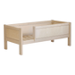 Infano Jerwen junior bed in natural birch wood with a front safety barrier for children, 70x160 cm size.