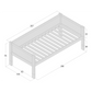 Infano Jerwen compact bed frame in natural birch wood with technical dimensions shown in a 90x200 cm layout.