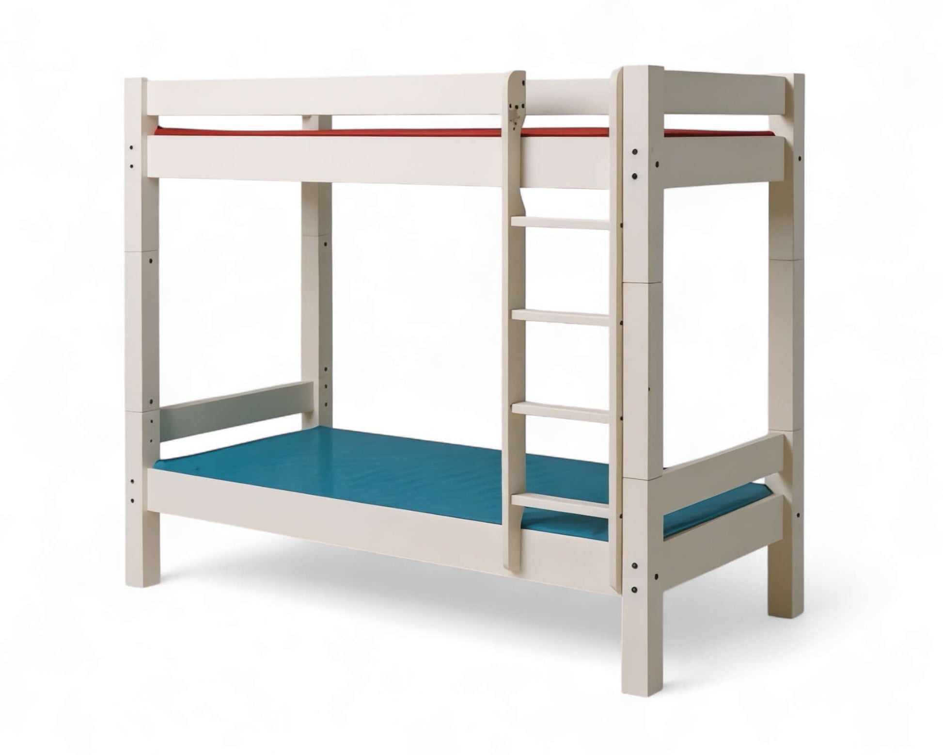 Lahe - Bunk bed with straight ladder - 90x200 cm - White featuring a durable wood frame and stylish design.