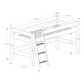 Lahe - Half high bed with slant ladder - 90x200 cm - White dimensions and specifications diagram.