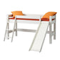 Lahe - Half high bed with slant ladder and slide - 90x200 cm - White, designed for fun and functionality with natural wood.
